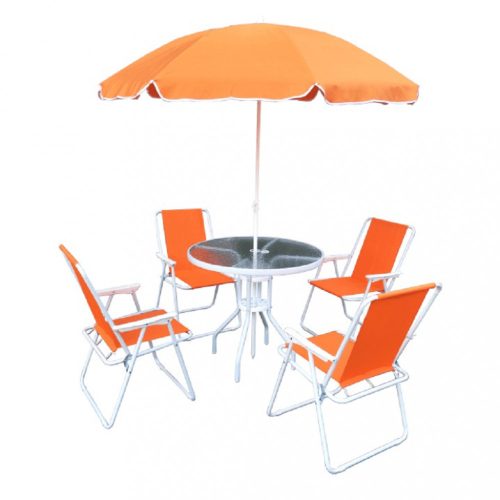 Kerti bútor szett, narancssárga/fehér, ODELO